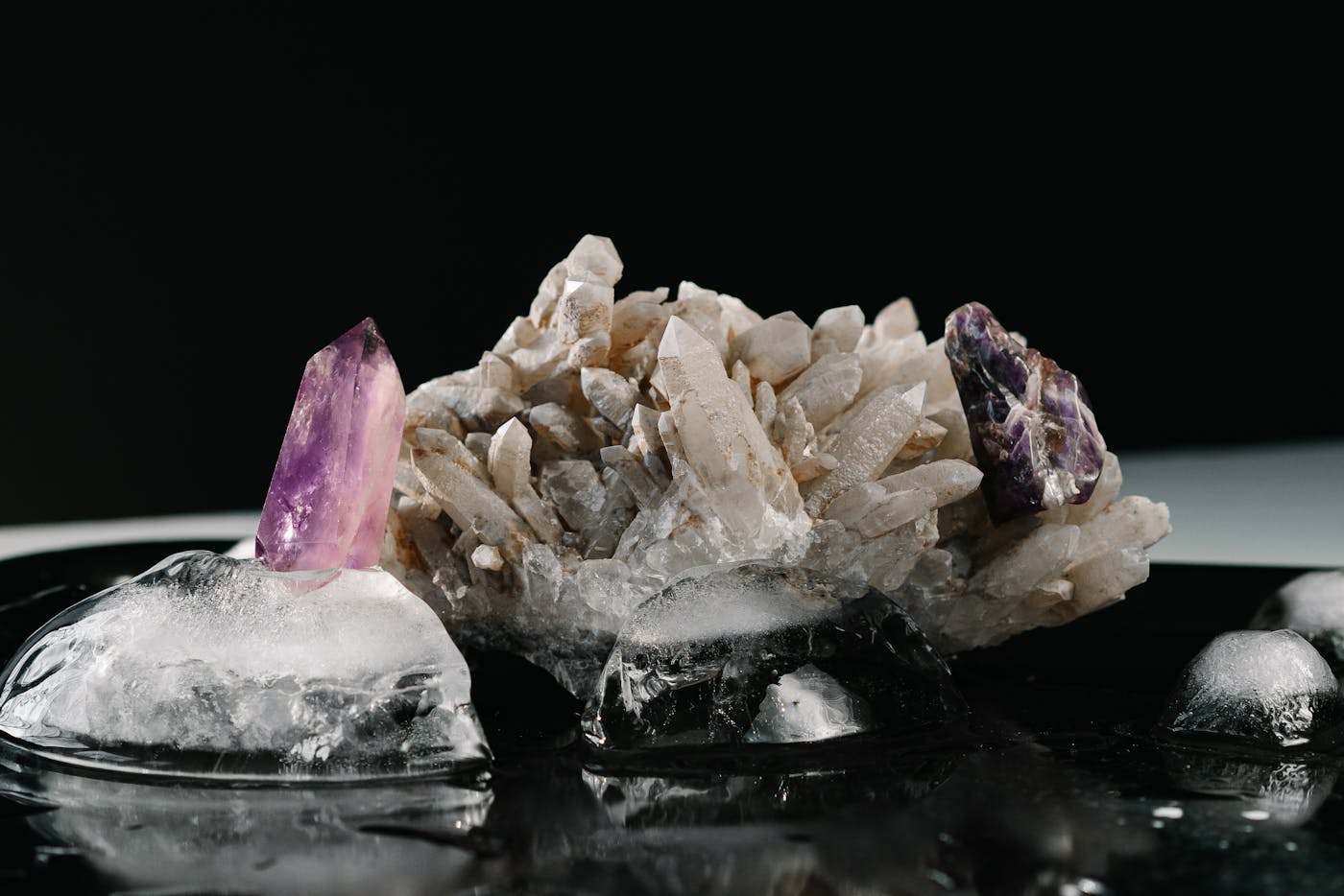 Cristaux quartz et améthyste
